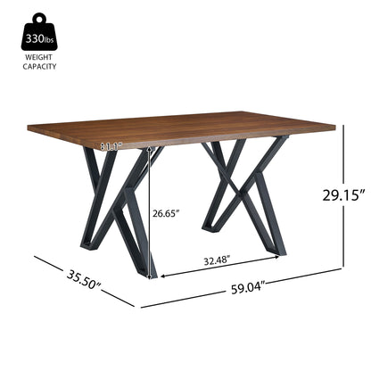 5 Piece Industrial Style Indoor Upholstered Dining Set With Metal Legs - Brown