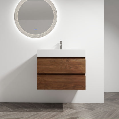 Wall Mounted Bathroom Vanity And Sink, 2 Soft Close Drawers