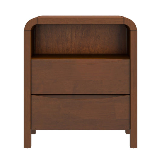 Lionel - Mid-Century Modern Nightstand 2 Drawer - Brown