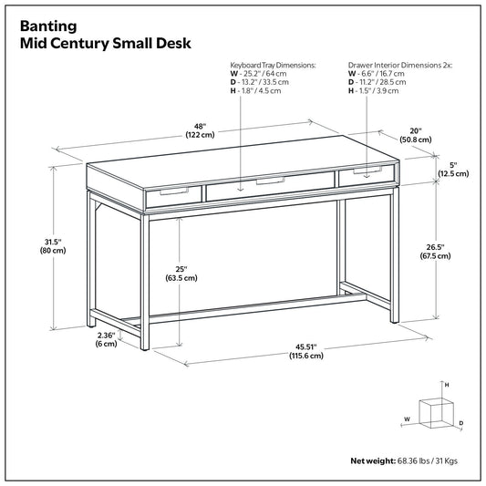 Banting - Small Desk - Walnut Brown