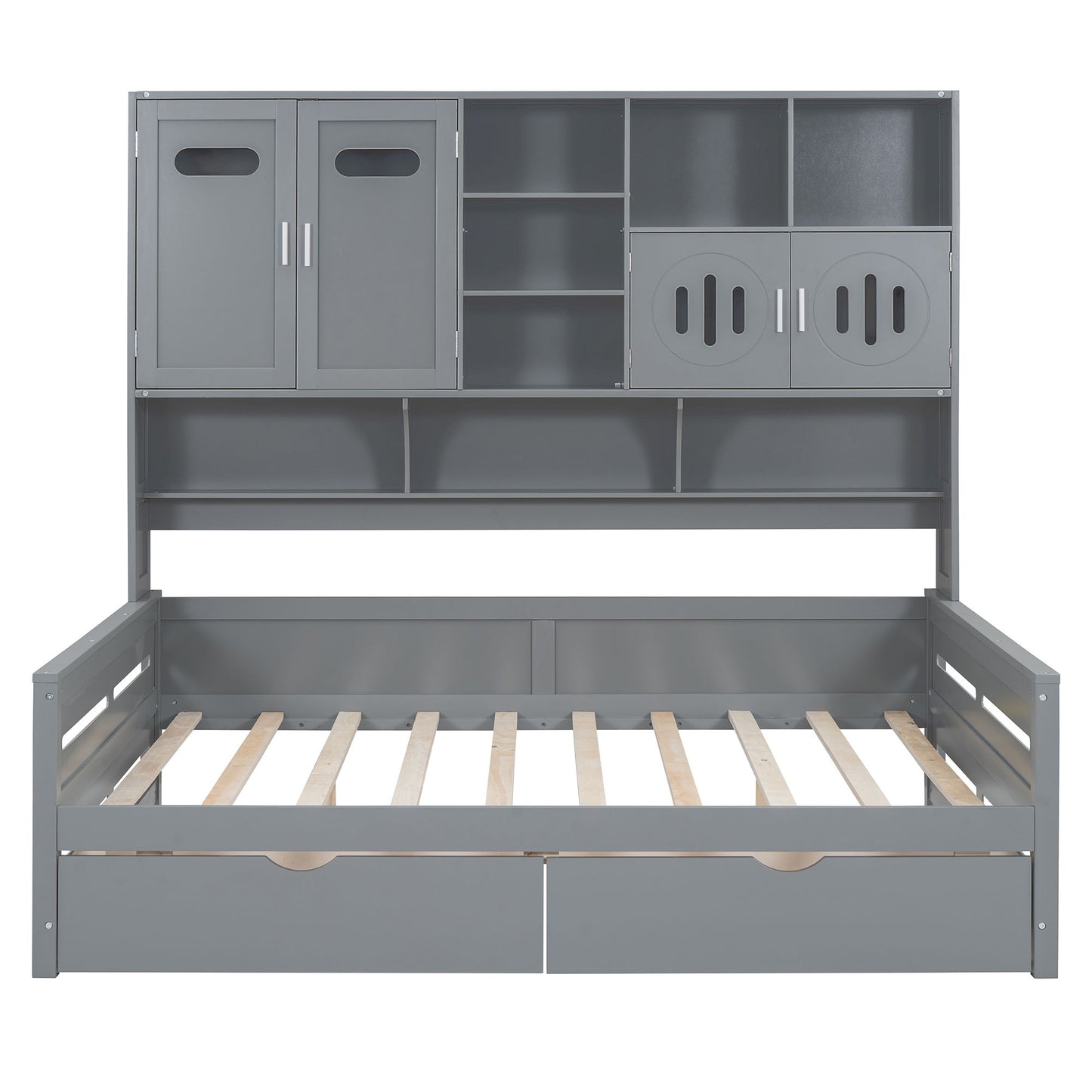 Daybed With All-In-One Cabinet And Shelf