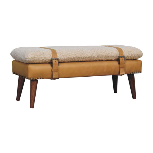Boucle Leather Bench - Tan