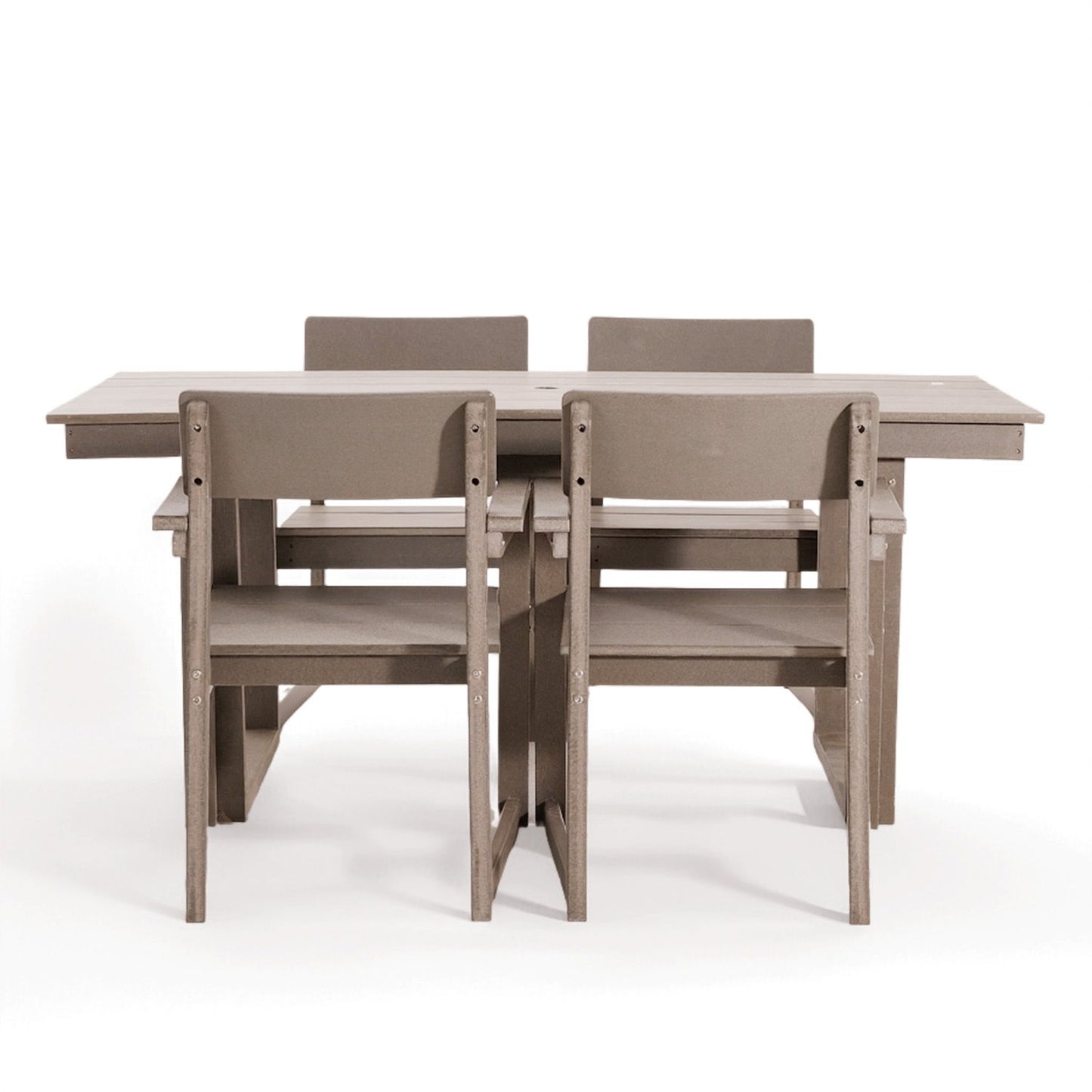 5 Piece Outdoor Dining Set, Table With Umbrella Hole And 4 Armrest Chairs