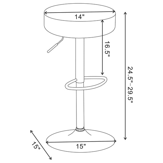 Adjustable Hydraulic Bar Stool With Base And Padded Seat - Black / Silver