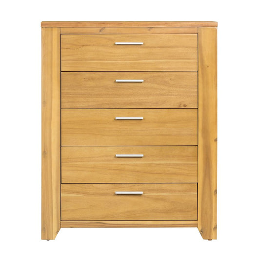 5 Drawer Dresser - Natural Wood / Brown