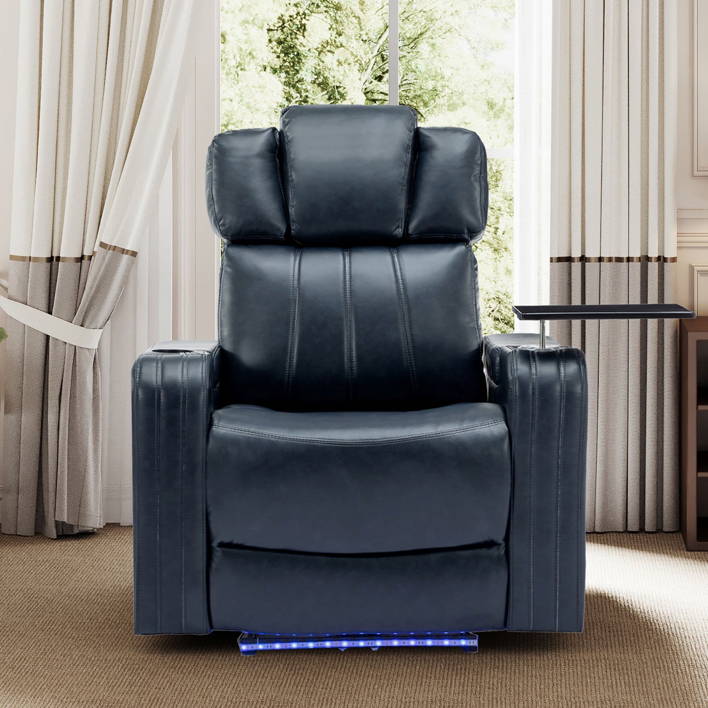 Power Recliner Theater Chair With Cooling Cup Holder, Bluetooth Speaker, LED Lights, USB Ports