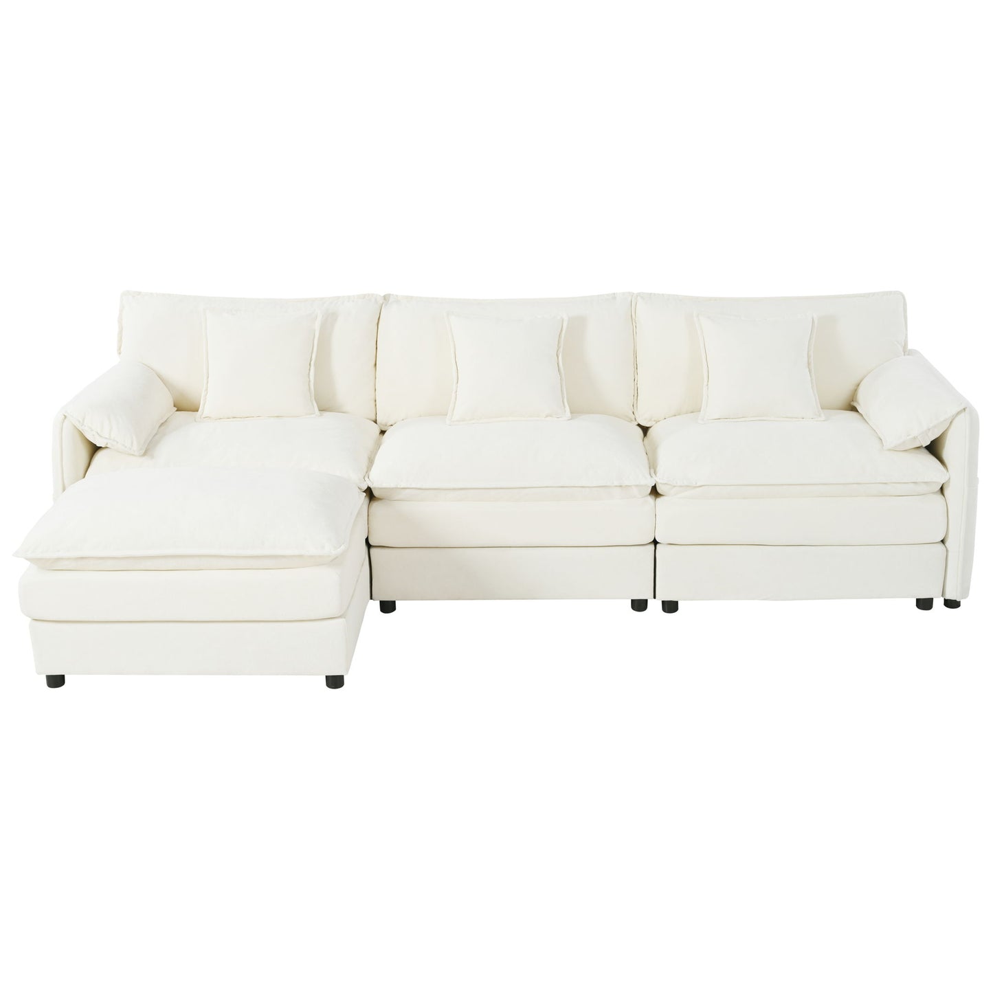 Modern Comfy Deep Seat Modular Sectional Sofa Cloud Couch With Ottoman