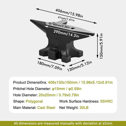 Multi Angle Anvil With Round And Square Holes