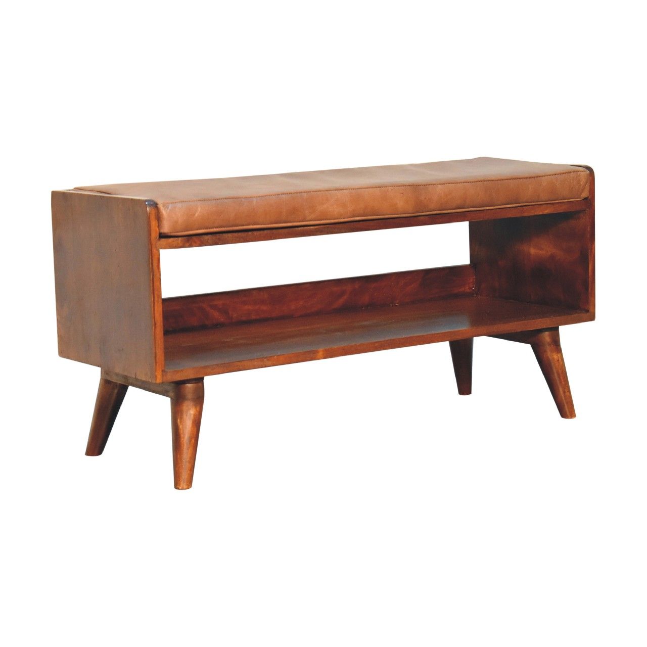 Solid Wood Bench With Upholstered Sea