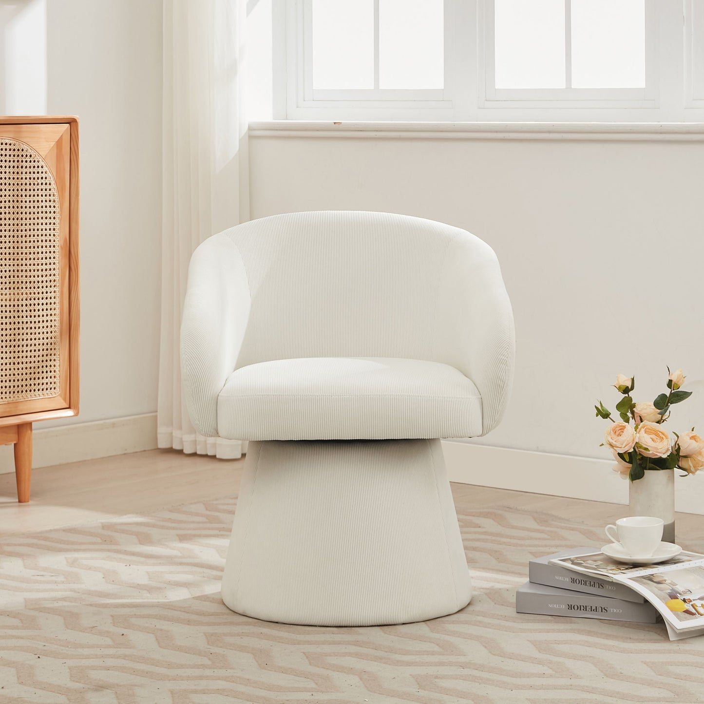 Modern Swivel Accent Chair With Ergonomic Barrel Design