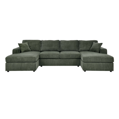3 Piece Corduroy Double Chaise Sectional Sofa