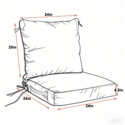 24X24 Inch Outdoor Deep Seat Cushion Set Waterproof Fade Resistant Patio Furniture Cushions With Removable Covers, Adjustable Straps & Handles (Set of 2) - Red