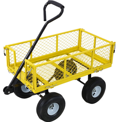 Heavy Duty Steel Garden Cart With Mesh Sides