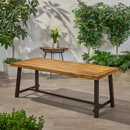 Equilibrium - Outdoor Dining Table With Wooden Frame And Slat Top