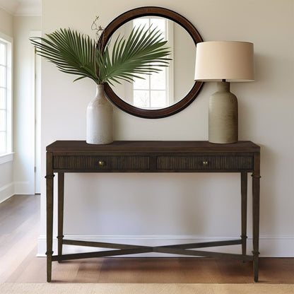 Fluted - 2 Drawer Storage Console Table - Brown