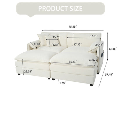 Modern Comfy Deep Seat Modular Sectional Sofa Cloud Couch With Ottoman