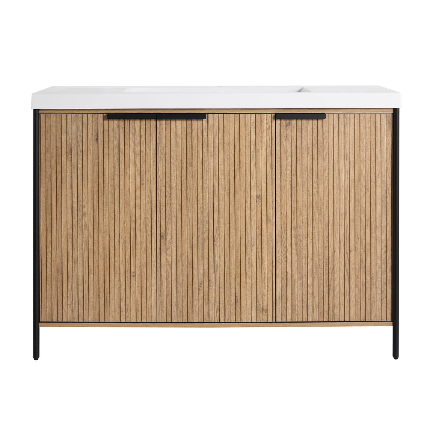 Modern Freestanding Bathroom Vanity With Resin Sink & Soft Close Cabinet Doors