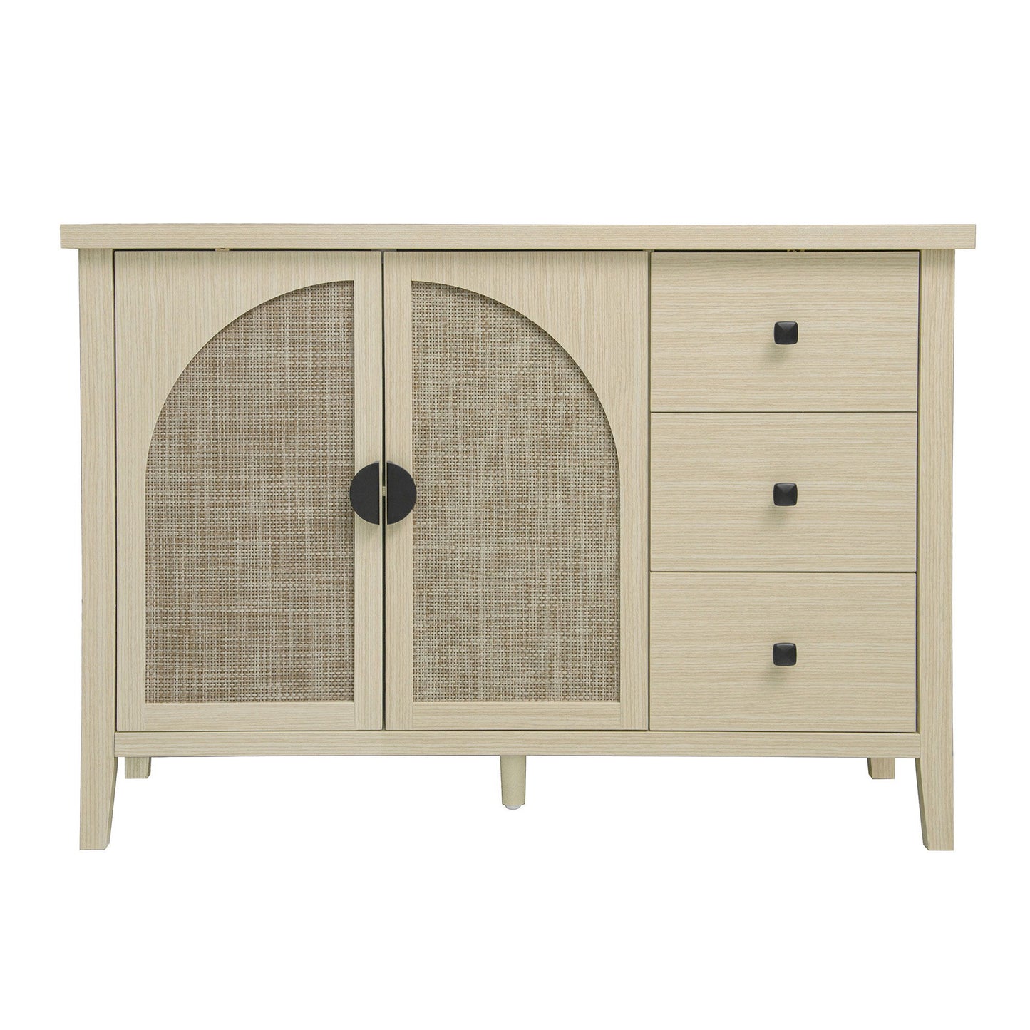 Rattan 2 Door 3 Drawer Cabinet, Suitable For Bedroom - Natural