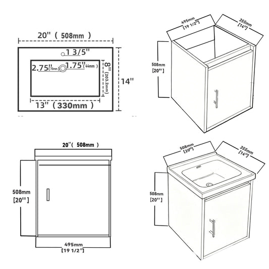 20" Floating Bathroom Vanity Combo With Wall Cabinet, Ceramic Sink & Soft Close Doors - White