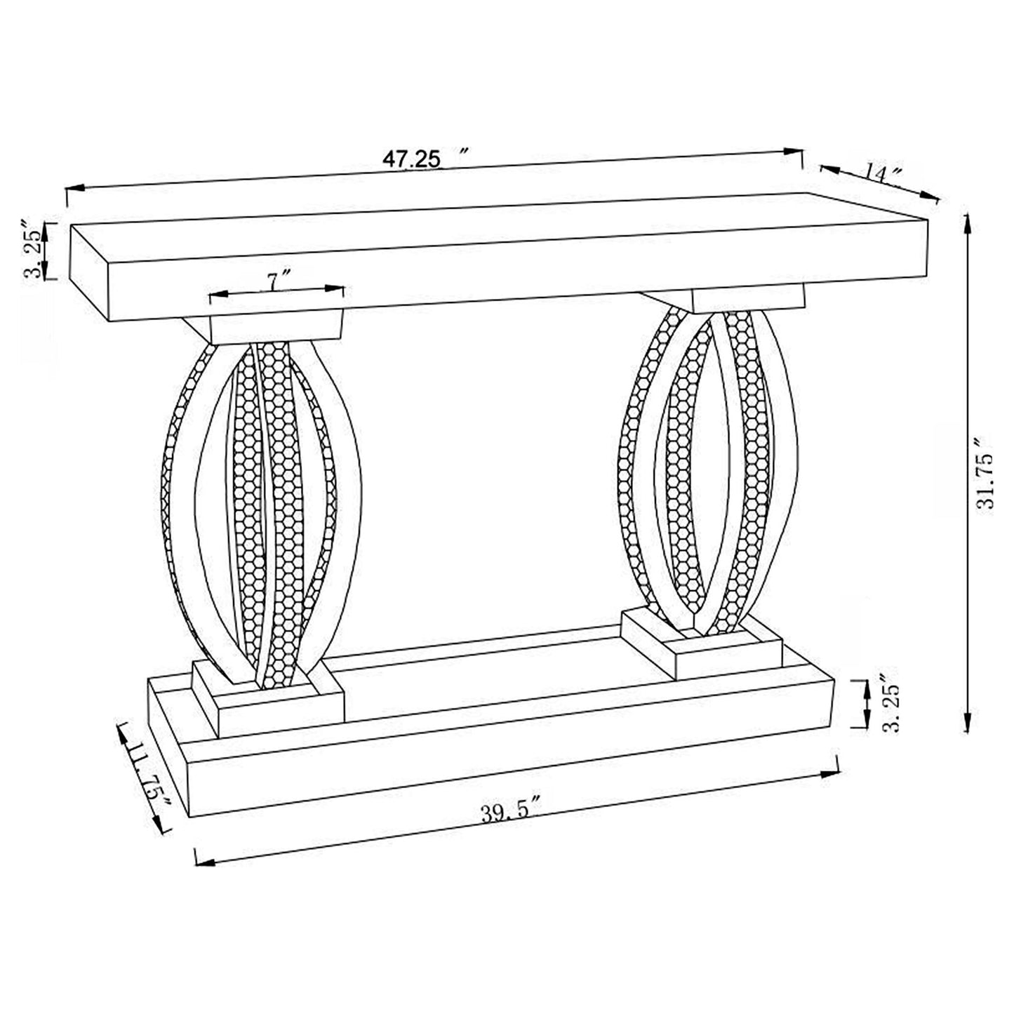 Drea - Entryway Sofa Console Table - Silver