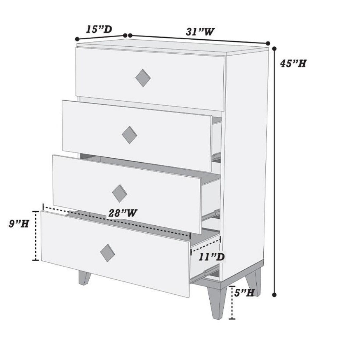 Bedroom Chest Of Drawers With 4 Drawer Storage - Gray / Gray