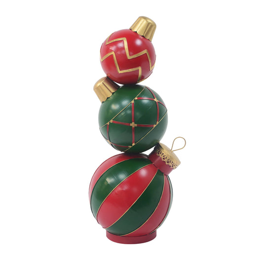 Classic Stacked Christmas Ball Decoration With Durable Construction - Red