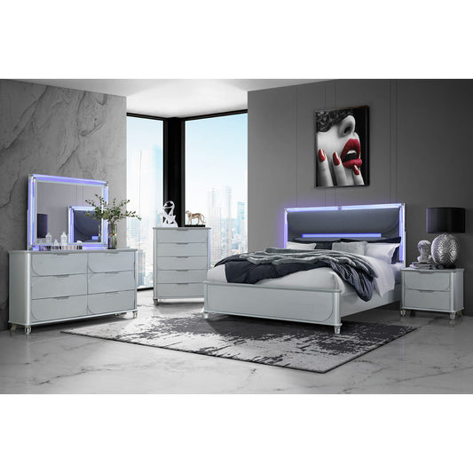 Laura - Nightstand With Sleek Frame And Fronts - Silver