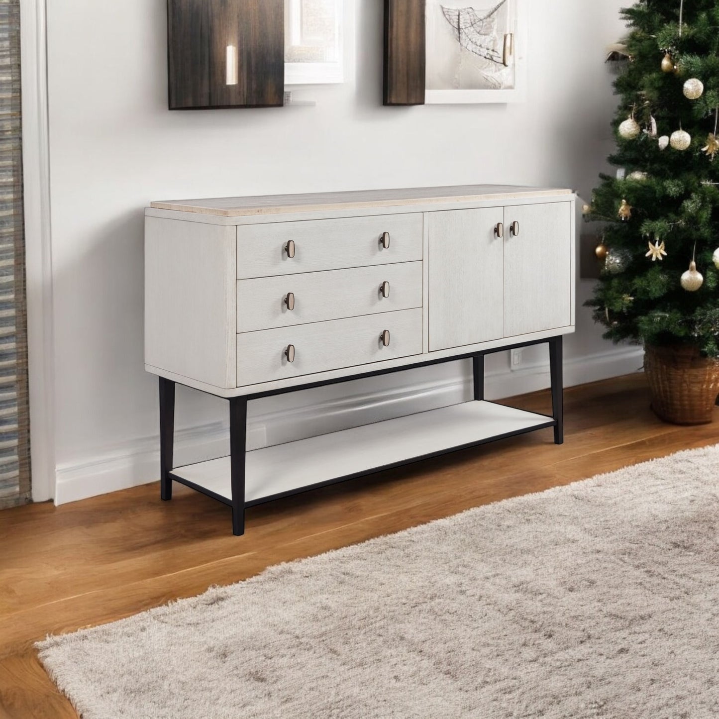 Server With Metal Base - White