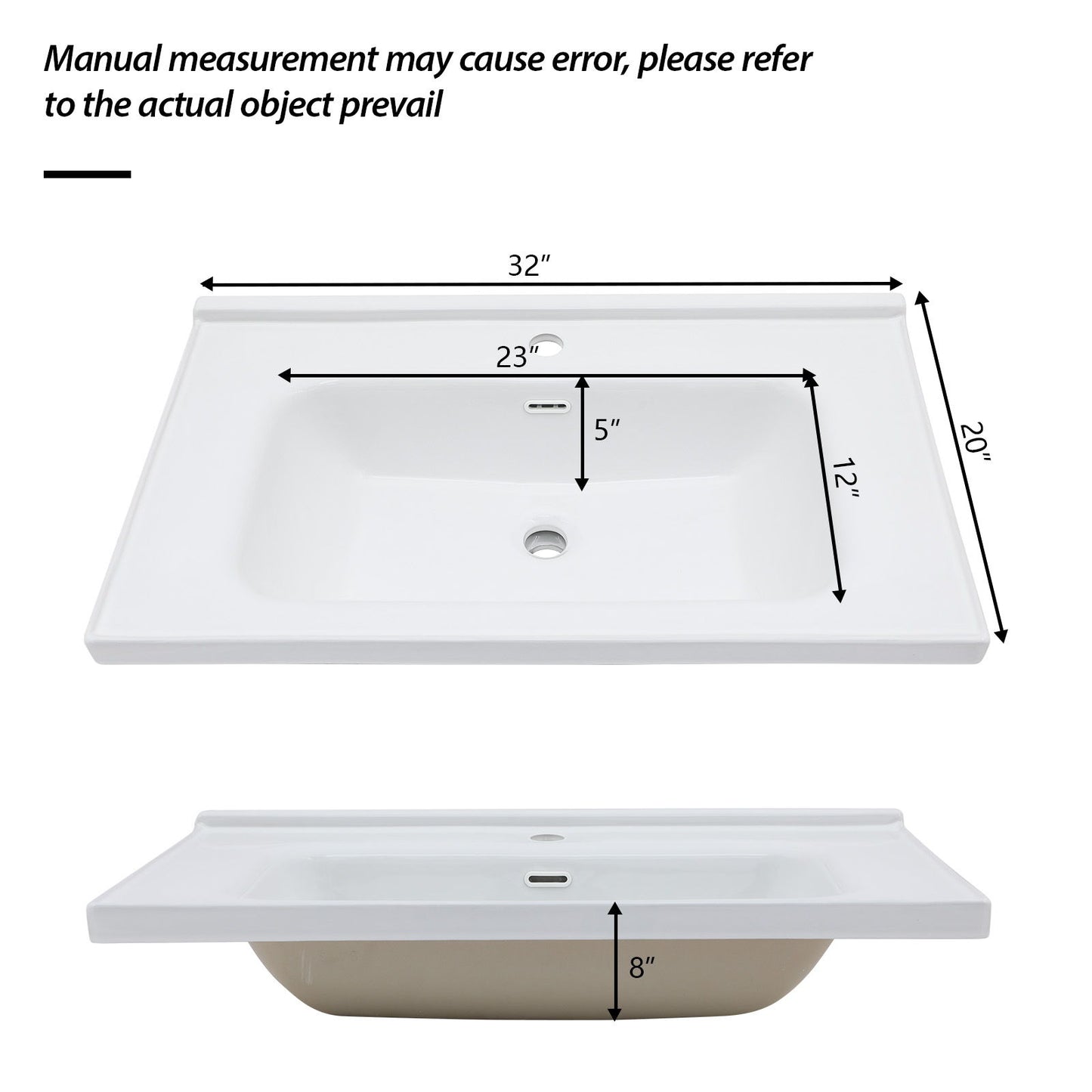 Modern Rectangular Vanity Top With Overflow For Bathroom