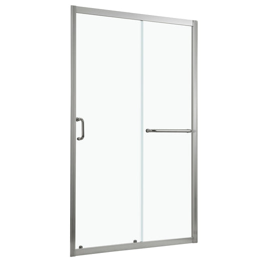 Single Sliding Bypass Shower Door, Tempered Glass Enclosure