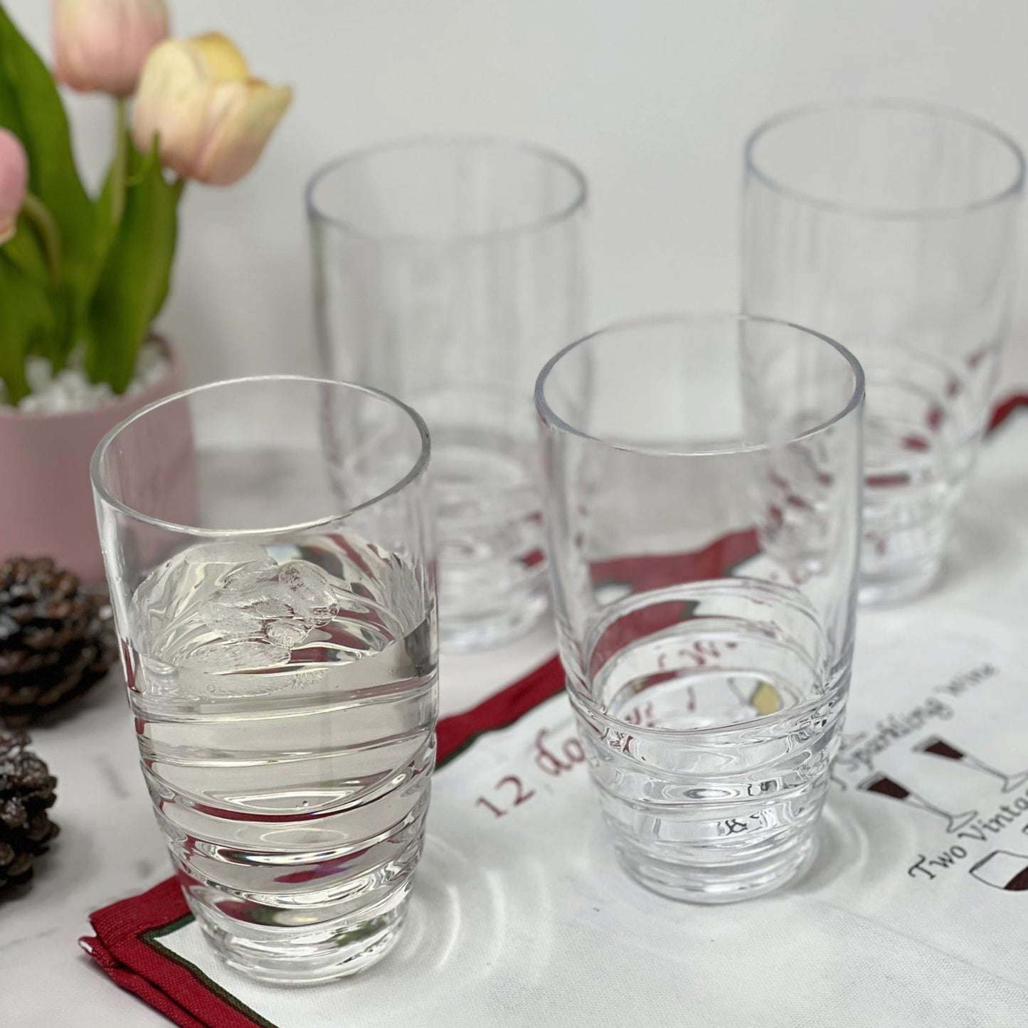 Leading Ware Swirl Acrylic Glasses Drinking (Set of 4)