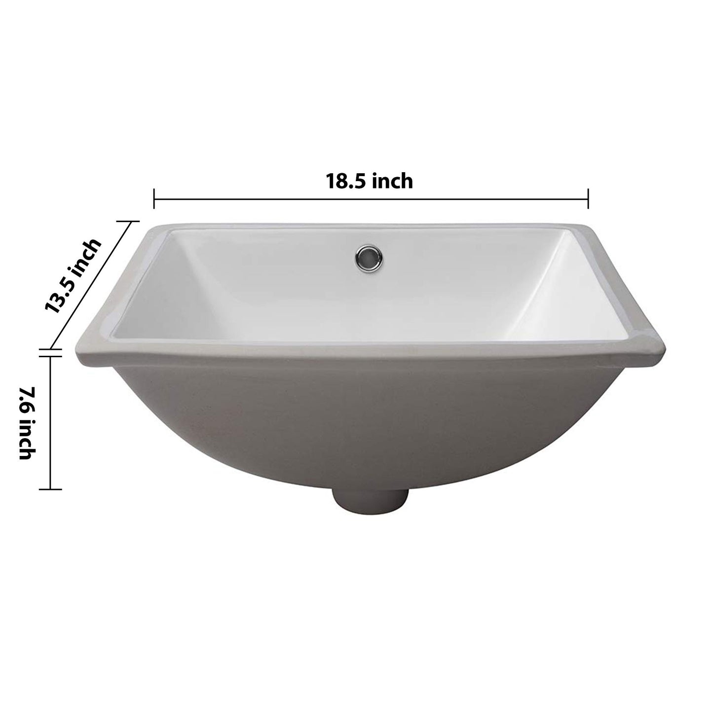 European Style White Ceramic Rectangular Undermount Bathroom Sink With Overflow