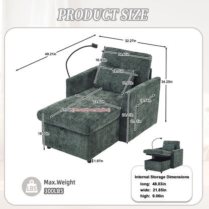 Multifunctional Chenille Recliner Sofa With Storage And Phone Bracket