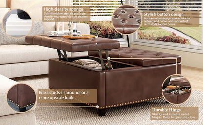 Large Square Storage Ottoman With 2 Storage Doors