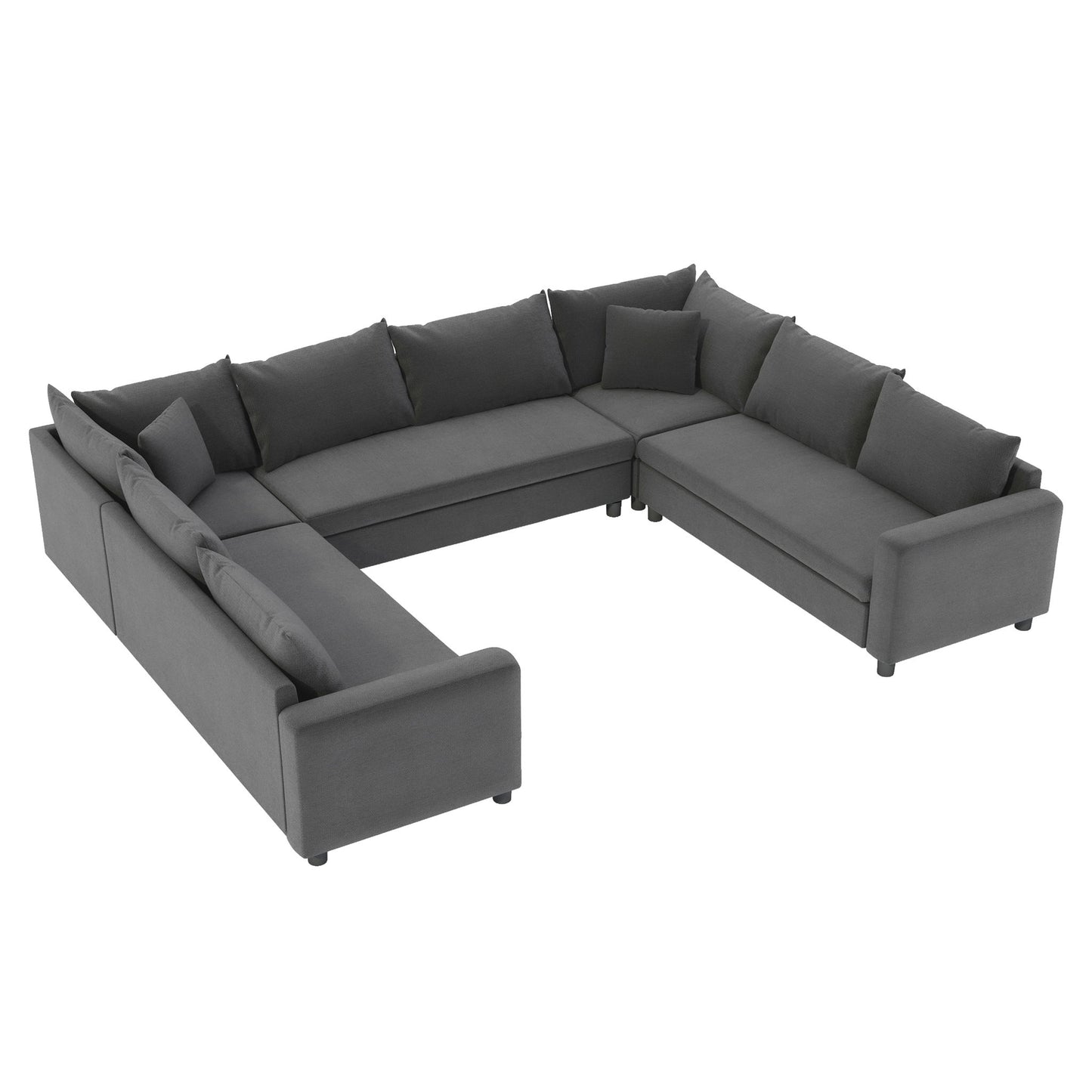 Modular Sectional Reversible U Shaped Couch Set, Free Combination Minimalist Style, Oversized 8 Seat Convertible Sofa