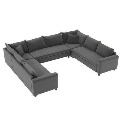 Modular Sectional Reversible U Shaped Couch Set, Free Combination Minimalist Style, Oversized 8 Seat Convertible Sofa