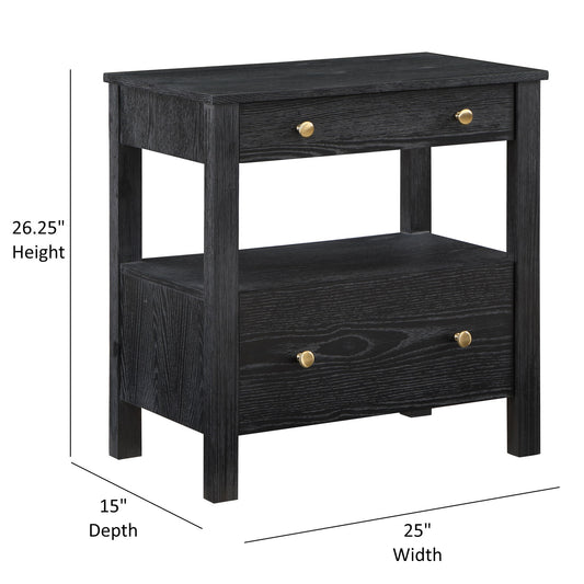 Danielle - 2 Drawer Nightstand With Knobs - Black