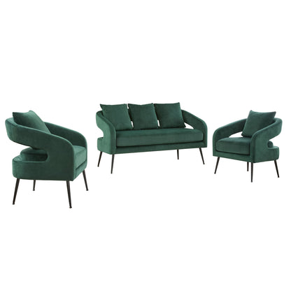 3 Piece Living Room Set, Loveseat & 2 Accent Chairs