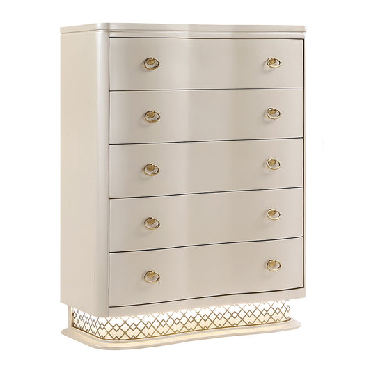 Flora - 5 Drawer Chest With Vertical Storage, LED Lighting - Champagne