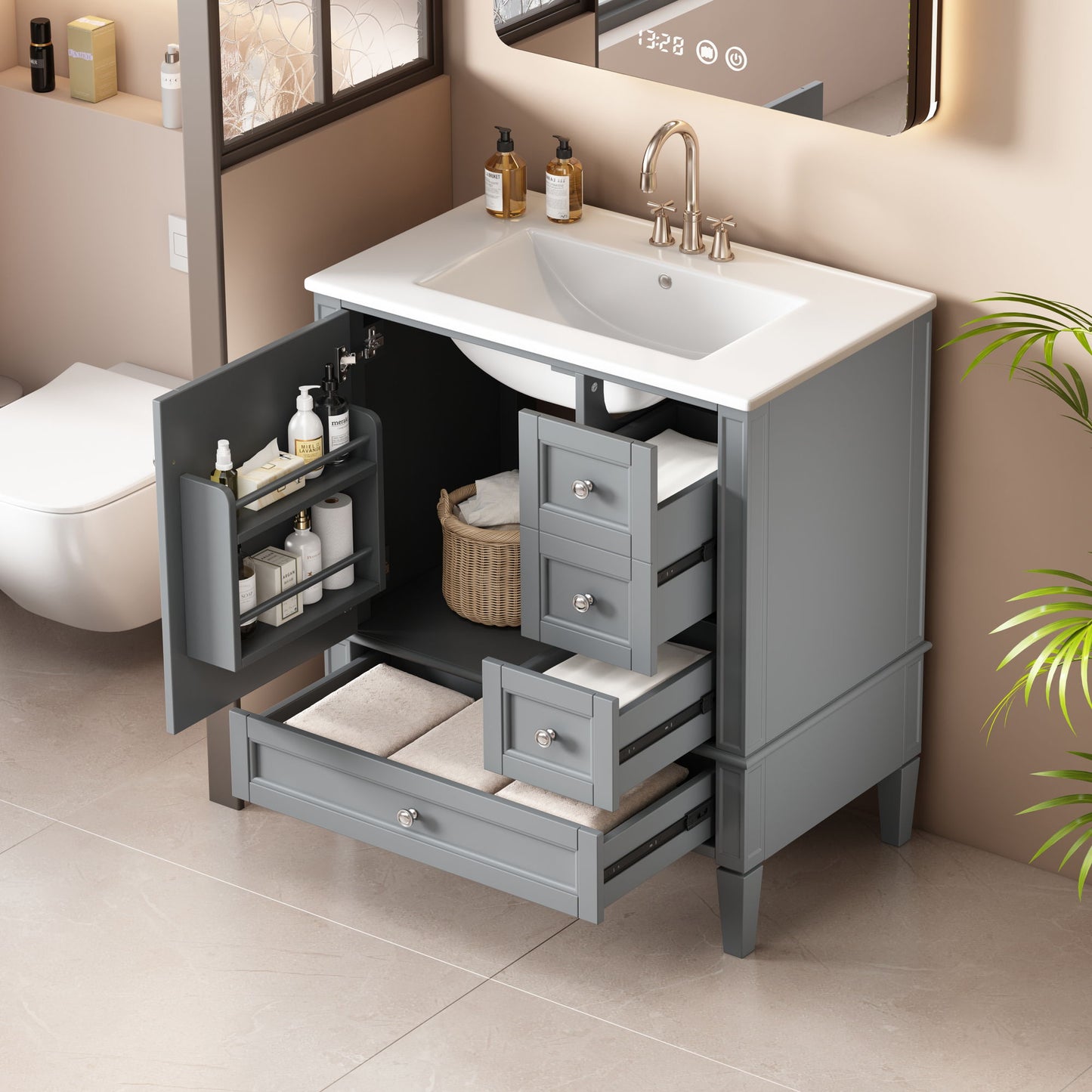 Bathroom Vanity With Sink, Storage Cabinet With 3 Drawers