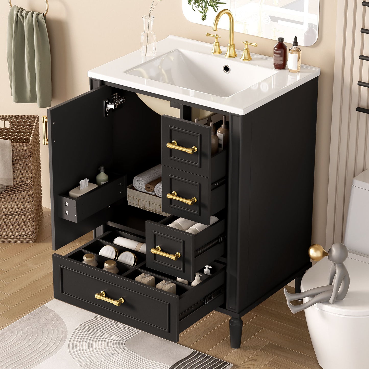 Traditional Bathroom Vanity Set With Soft Close Doors