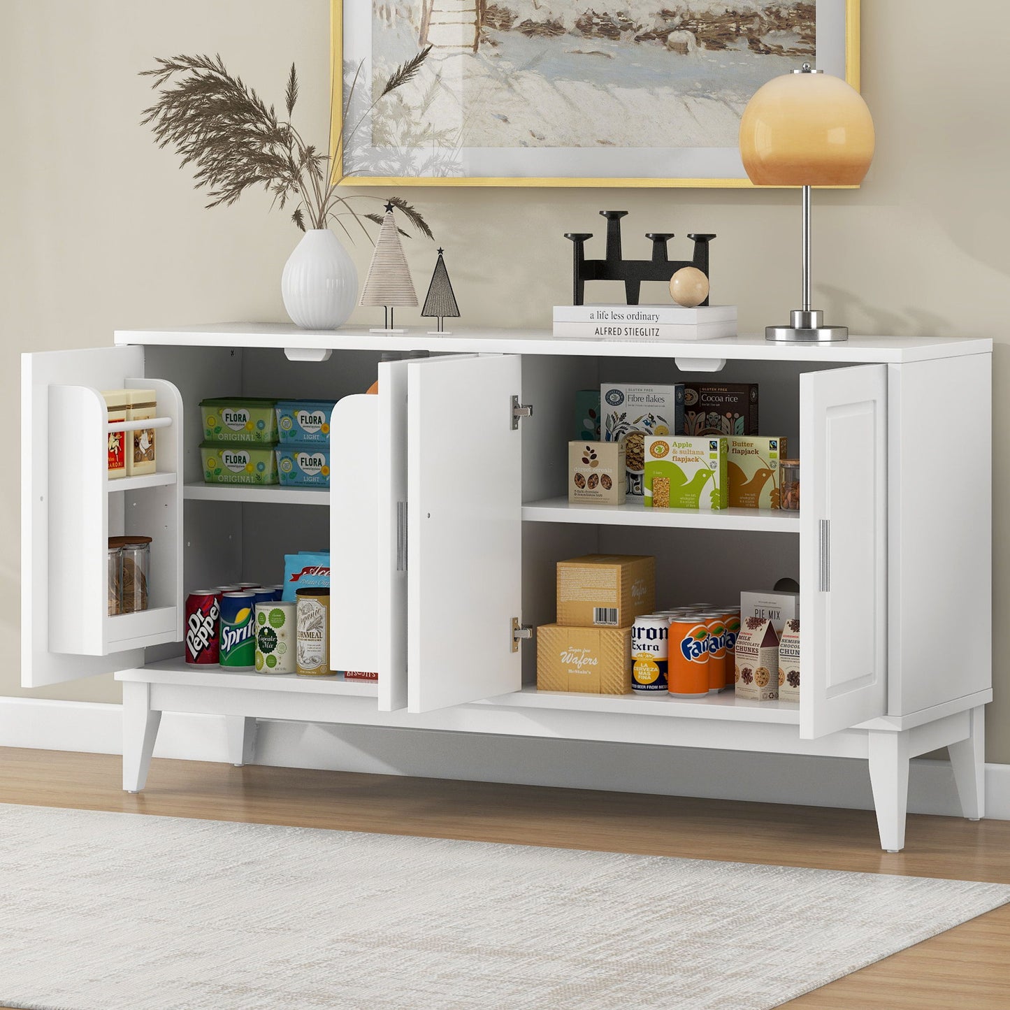 4 Door Sideboard Storage Cabinet With Door Shelf