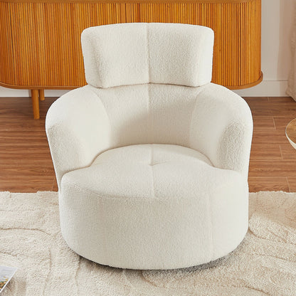 360° Swivel Chair Upholstered Accent Barrel Chair With Adjustable Headrest