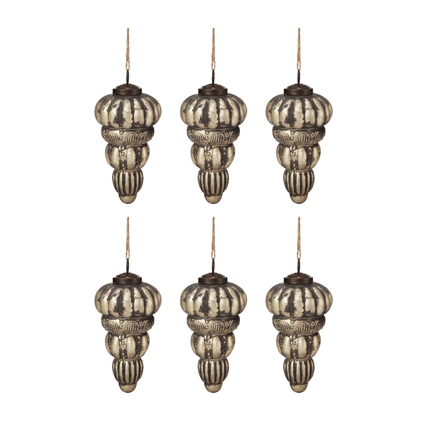 Tear Drop Ornament, Glass Decorative Hanging Christmas Tree Ornaments For Holiday Party Decorations (Set of 6) - Silver