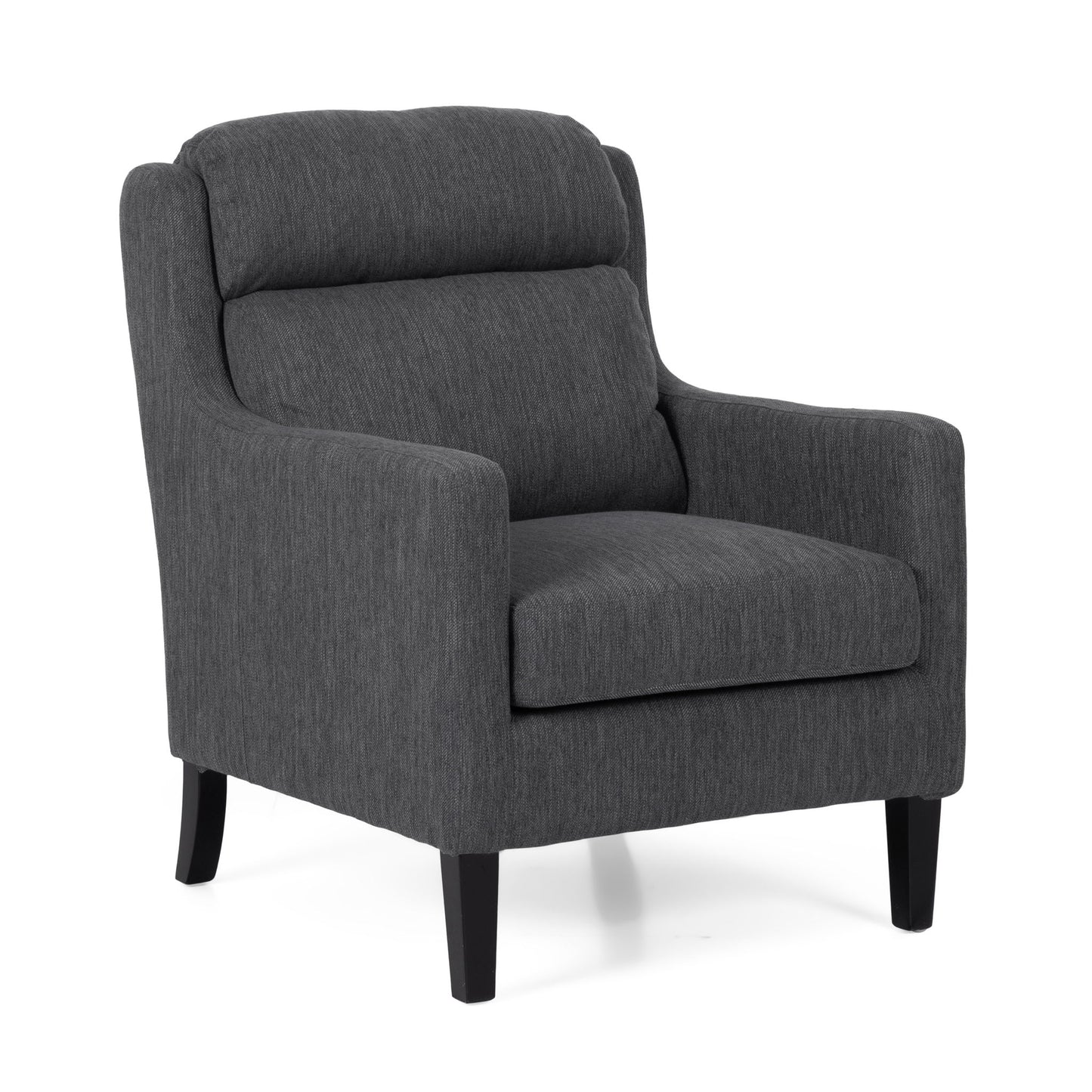 Contemporary Club Chair With Upholstered Fabric And Rubberwood Legs