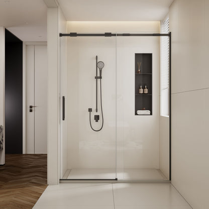 Semi-Frame Single Sliding Shower Door With Clear Tempered Glass