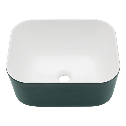 Square Vessel Bathroom Sink - Green