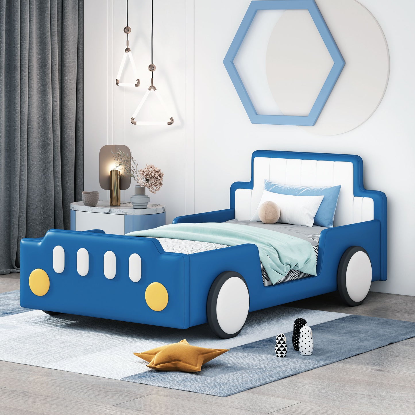 Race Car Shaped Platform Bed With Wheels