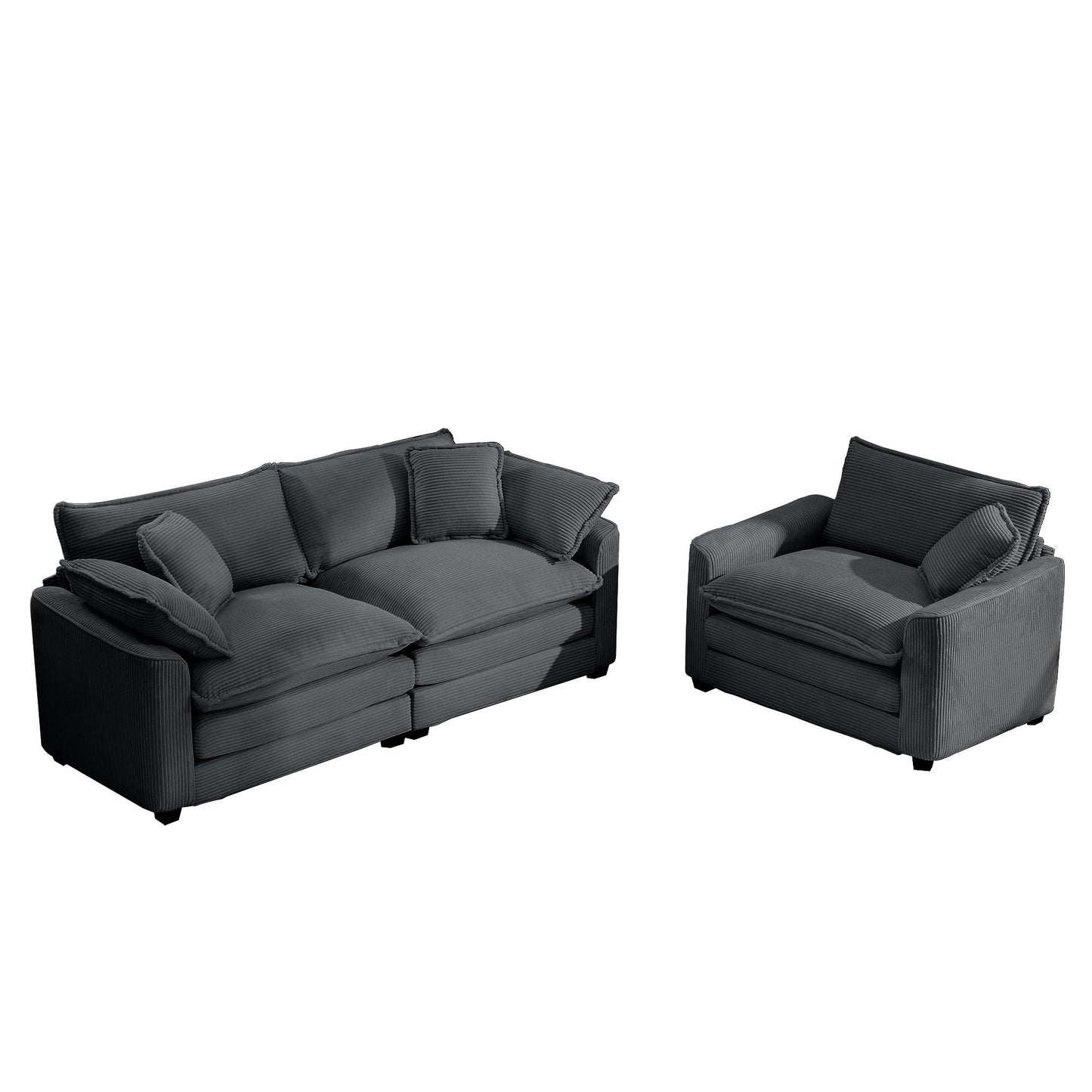 Elegant Corduroy Oversized Sectional Sofa Set With Deep Seats And Flexible Layout