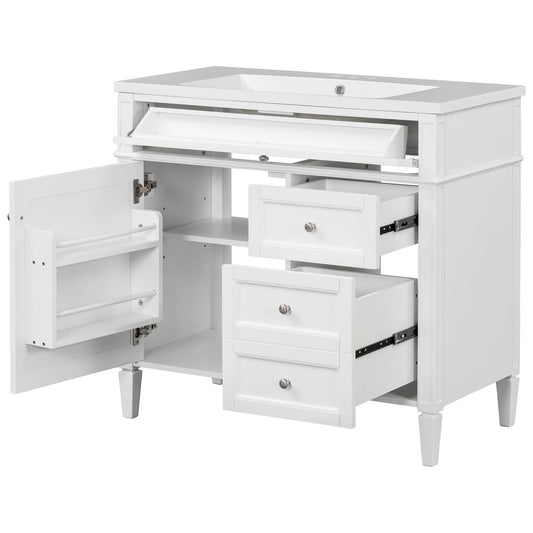 Bathroom Vanity & Top Sink, Modern Bathroom Storage Cabinet With 2 Drawers And A Tip-Out Drawer